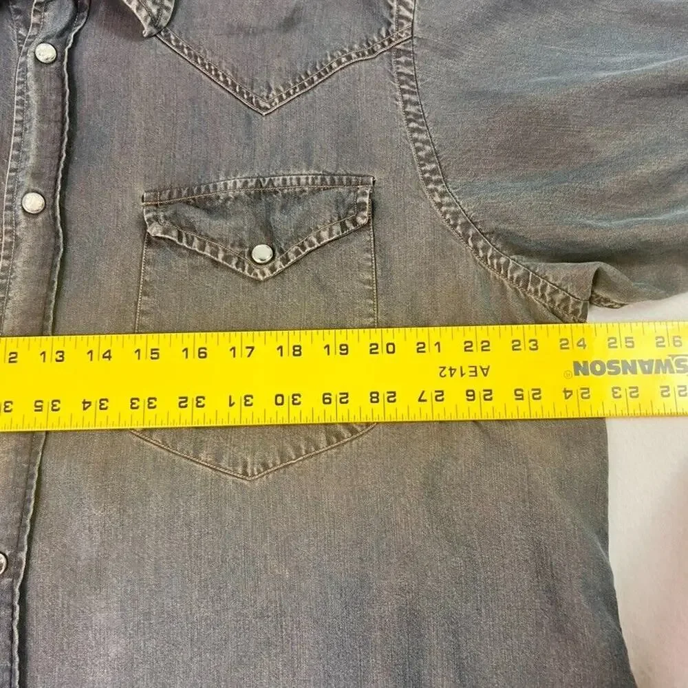 Acorn by Bob Goldfeder Mens M Blue Tencel Pearl Snap Shirt Made In Italy - Picture 5 of 9